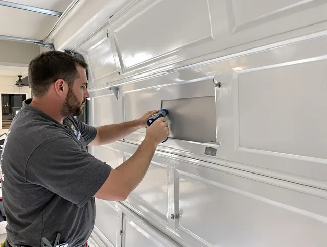 Garage door panel repair by North Ridgeville Garage Door Repair in North Ridgeville